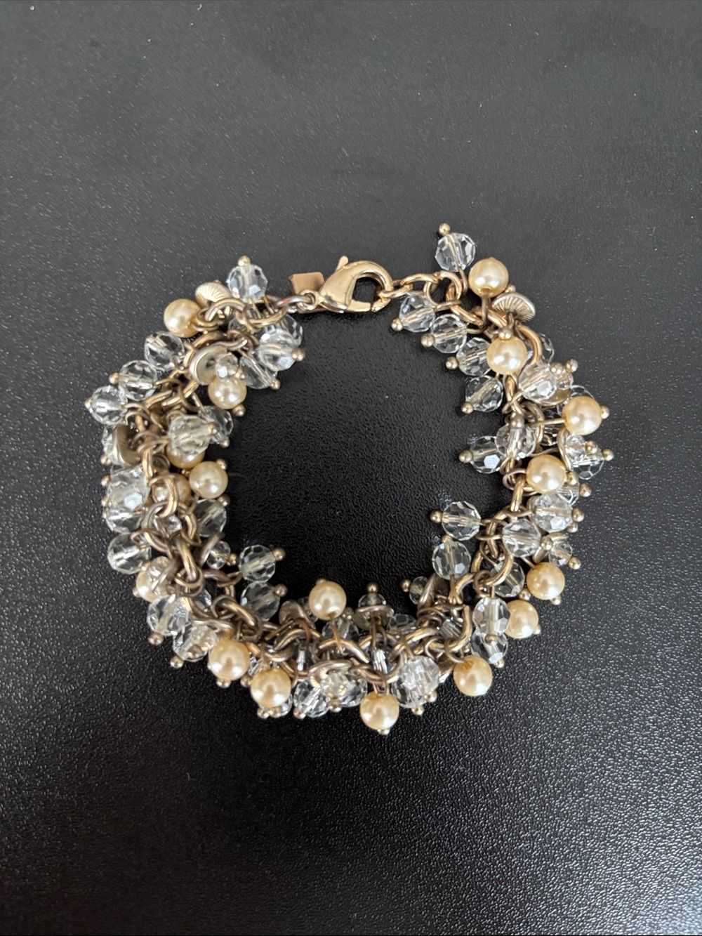 Banana Republic Gold Pearl & Crystal Cluster Bracelet - Women costume Jewelry